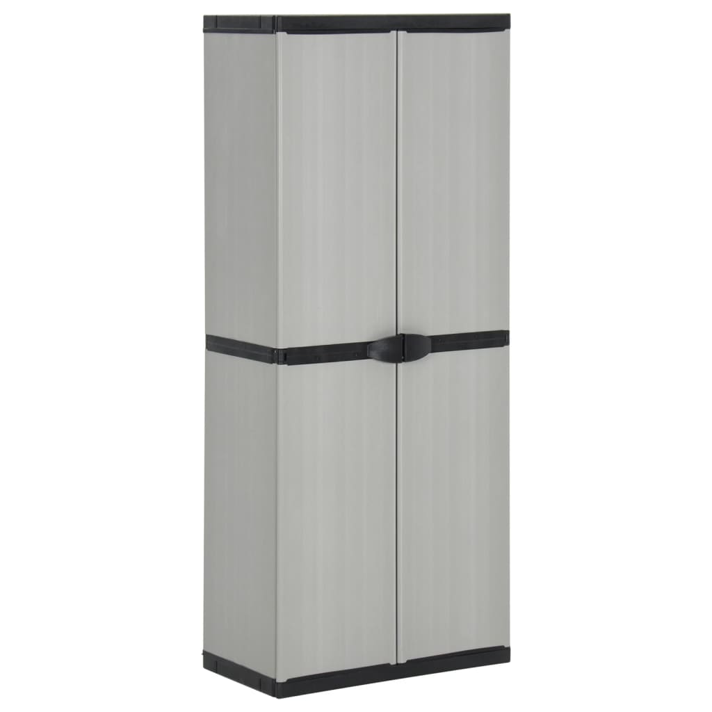 vidaXL Armario de jardín con 3 estantes gris y negro 68x40x168 cm
