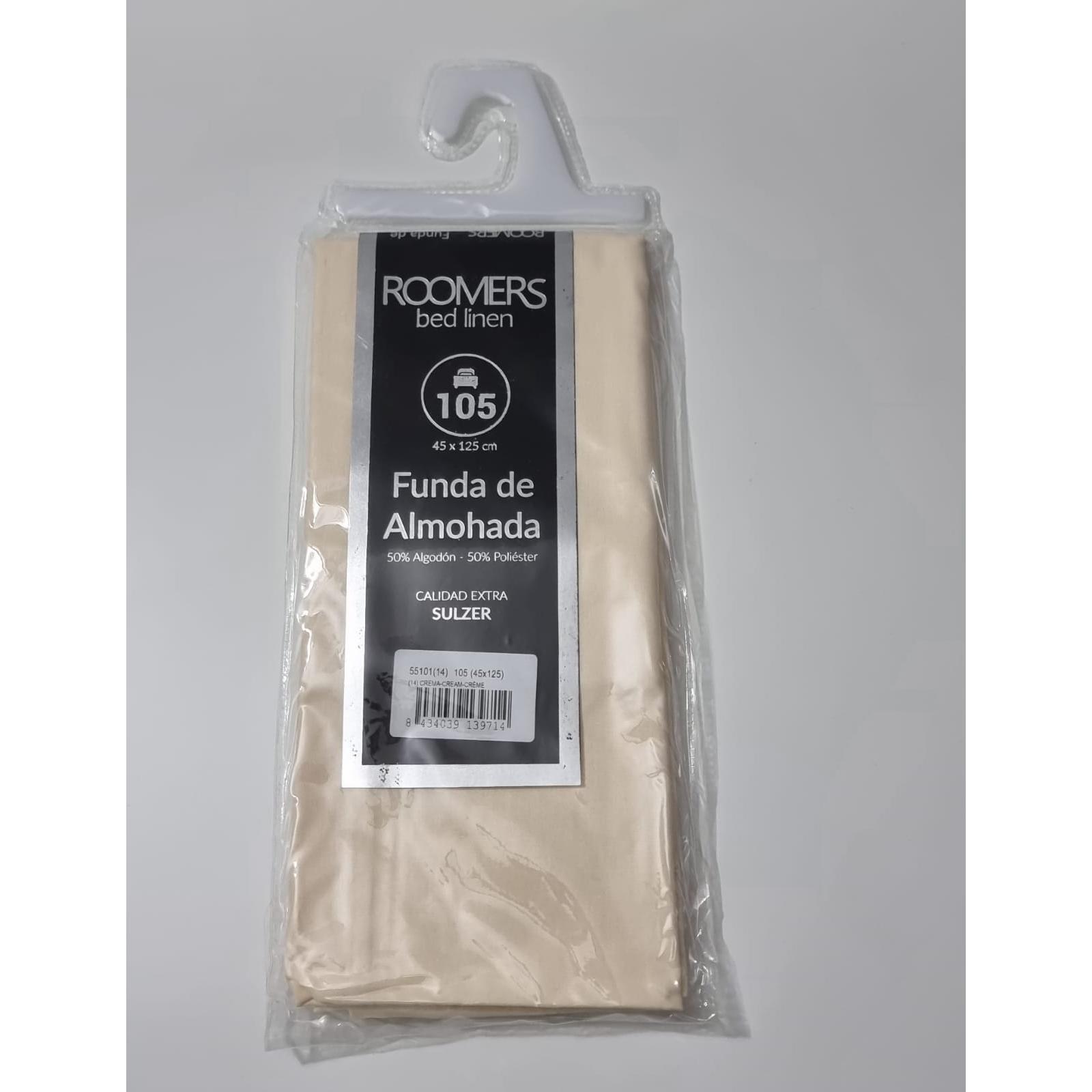 ROOMERS - Funda de almohada extra larga 45x125 cm, tejido suave 50% algodón + 50% poliéster, diseño ajustado para camas de 105 cm de Ancho , disponibles en gris oscuro, crema, rosa y malva