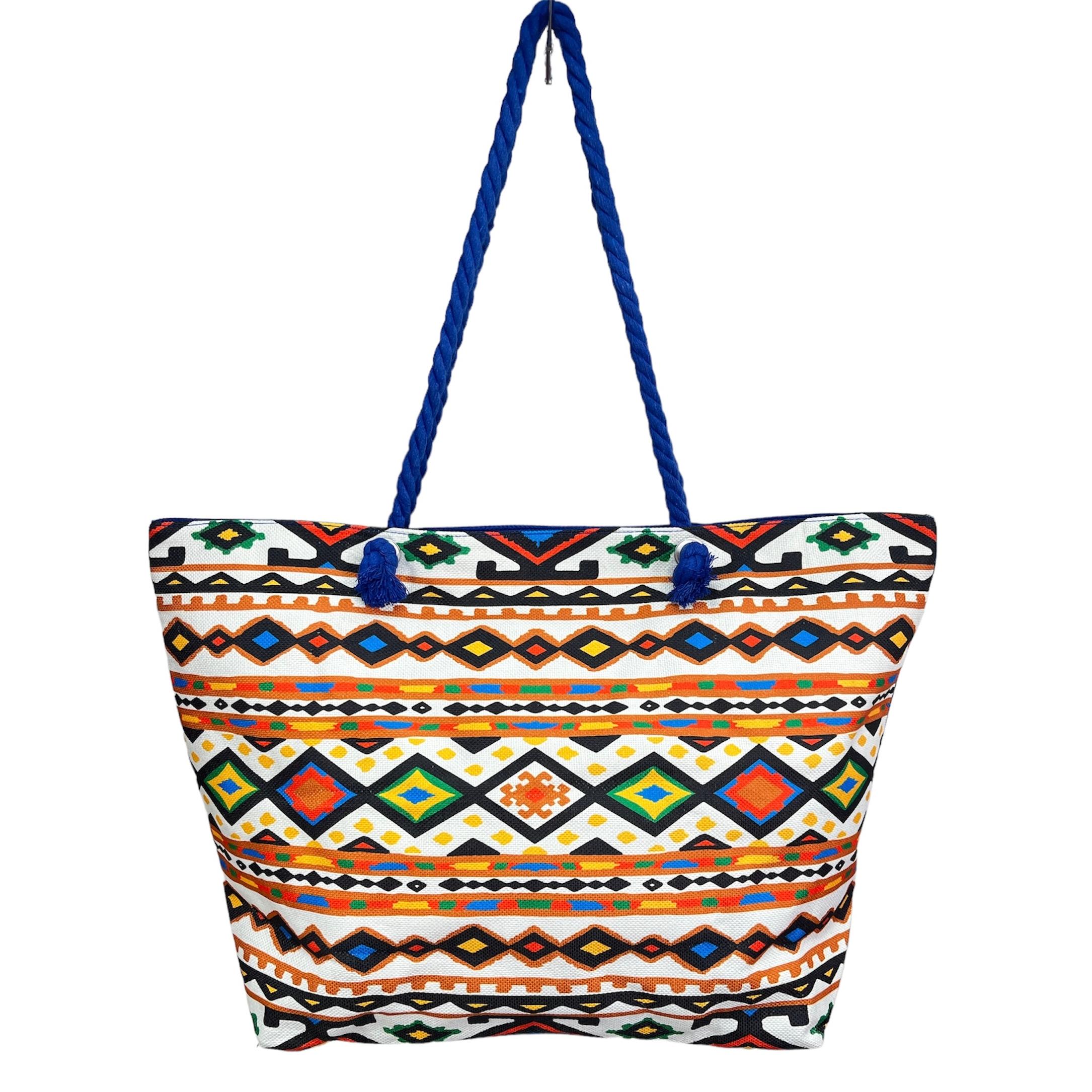 Bolso de Playa TOTE MEJORADA | Estampado Geométrico Étnico