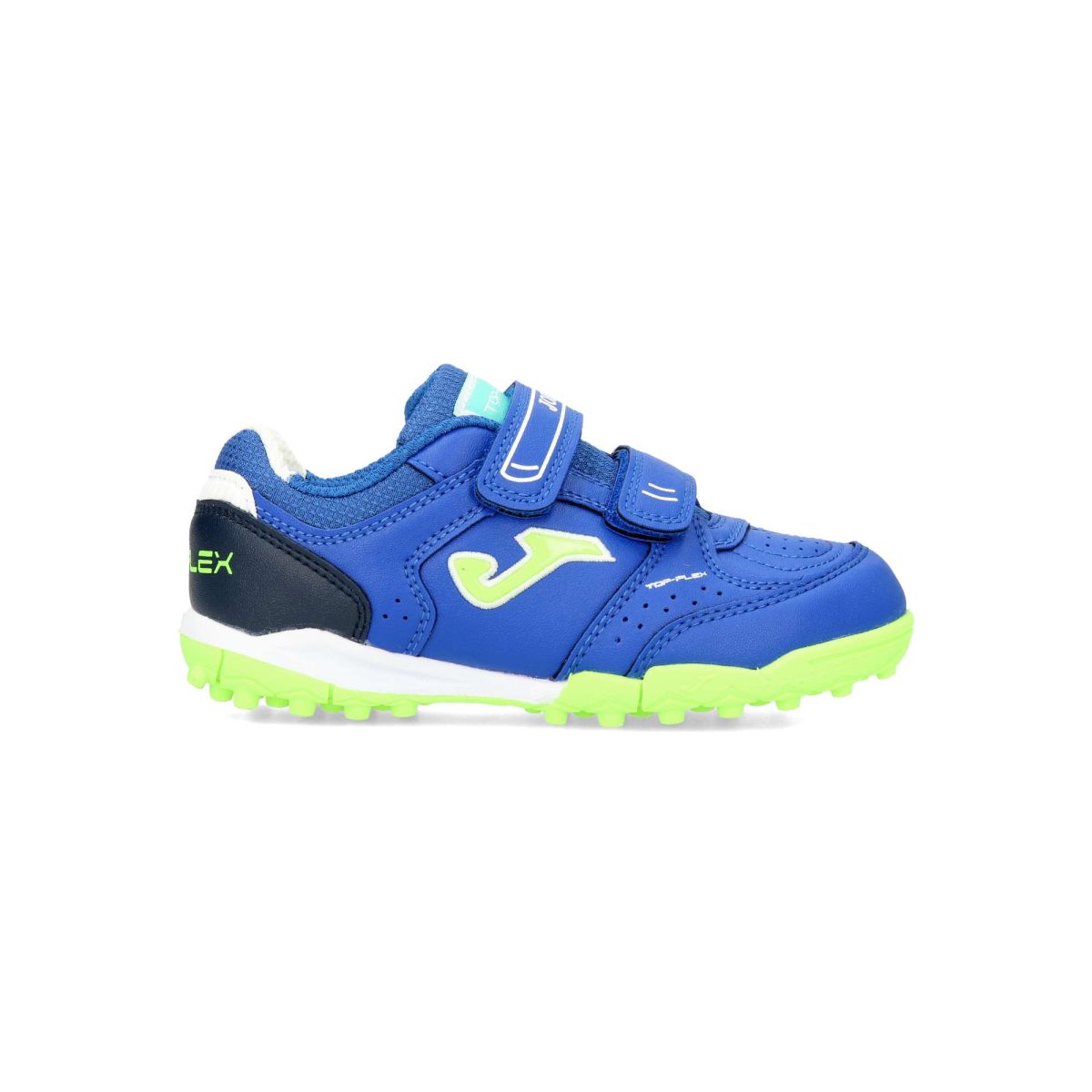 Joma - Zapatillas de fútbol multitacos Top Flex para niño y niña, con suela de caucho y cierre de velcro, color royal-verde
