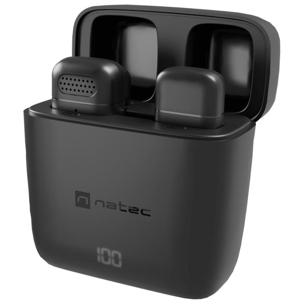 Natec - Microfono inalámbrico Hopper para creadores, sensibilidad -38 dB y rango de 30 m, con estuche incluido