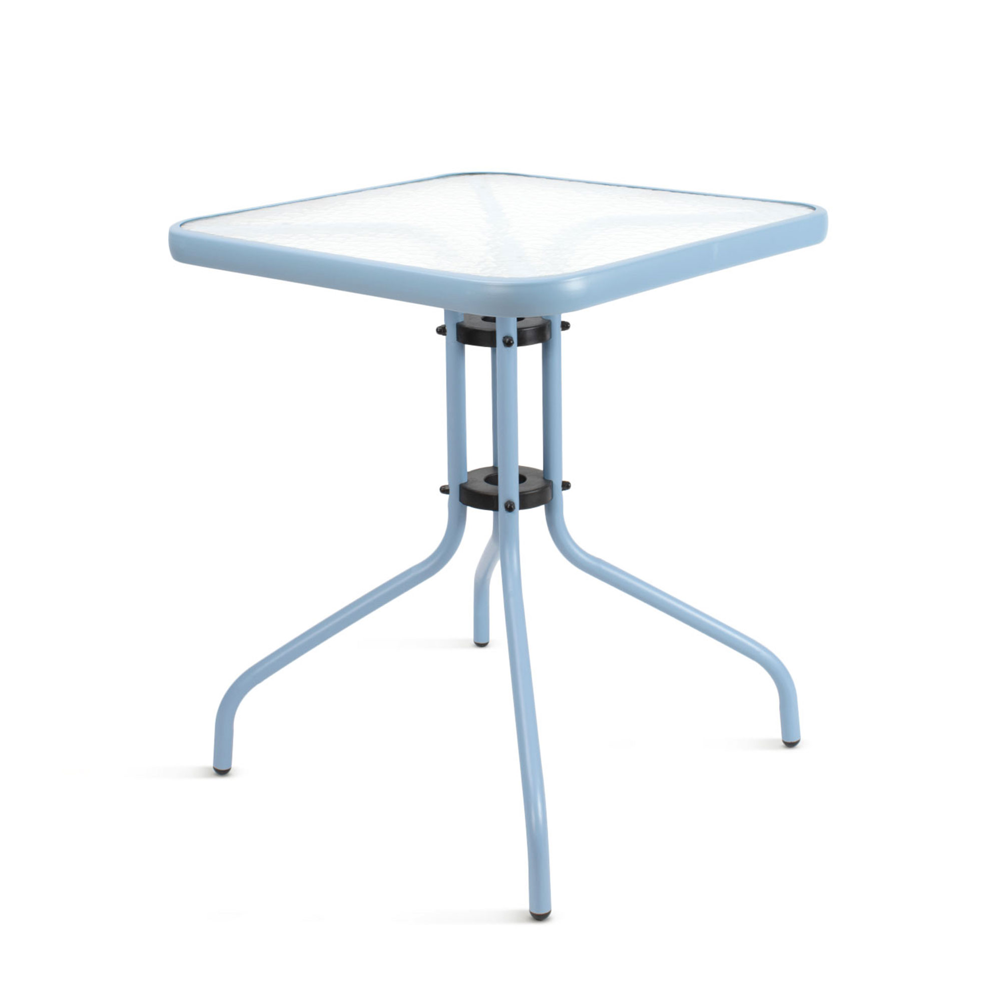 The Secret Home Mesa de Metal y Cristal Texturizado - Diseño Elegante - Resistente y Duradera - 70x60x60 Cm