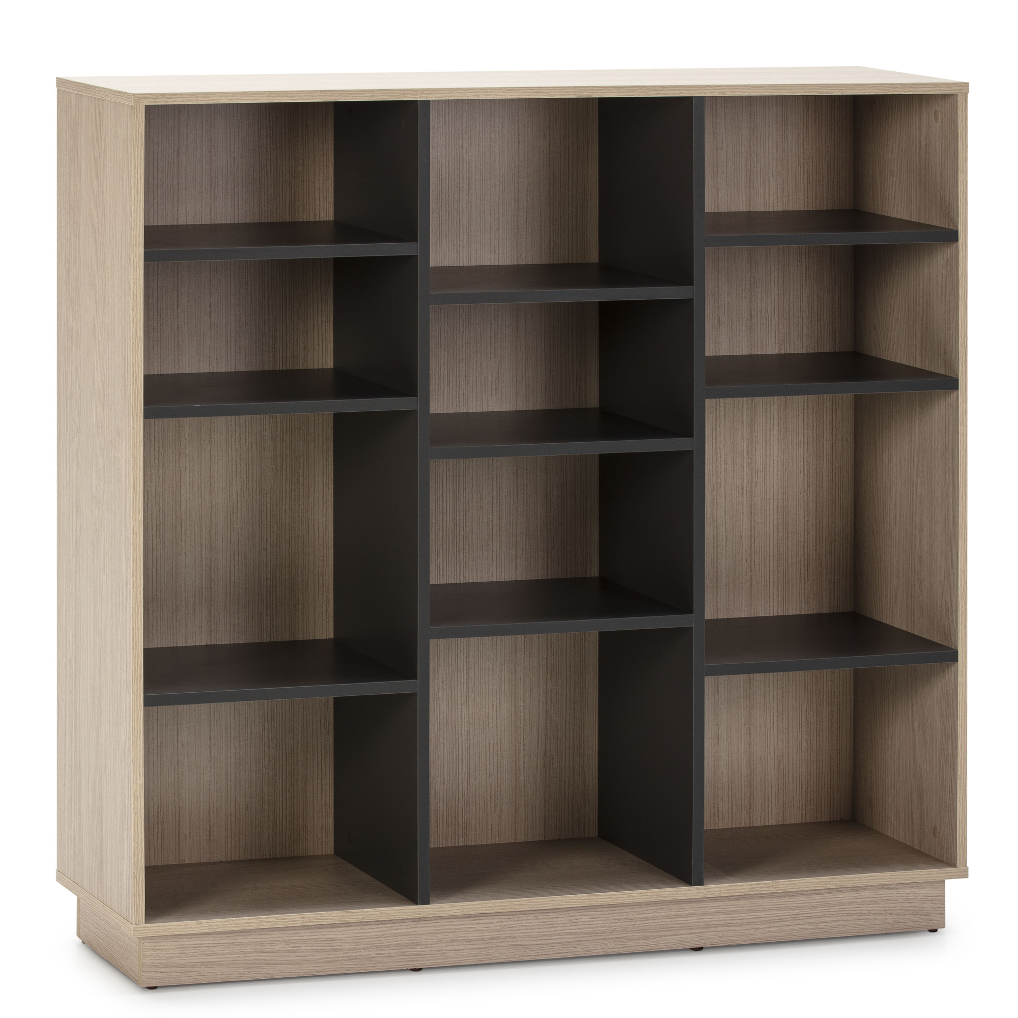 Estantería Librería Vigo de VS Venta-Stock, 12 Huecos, Color Roble/gris, 110x110cm