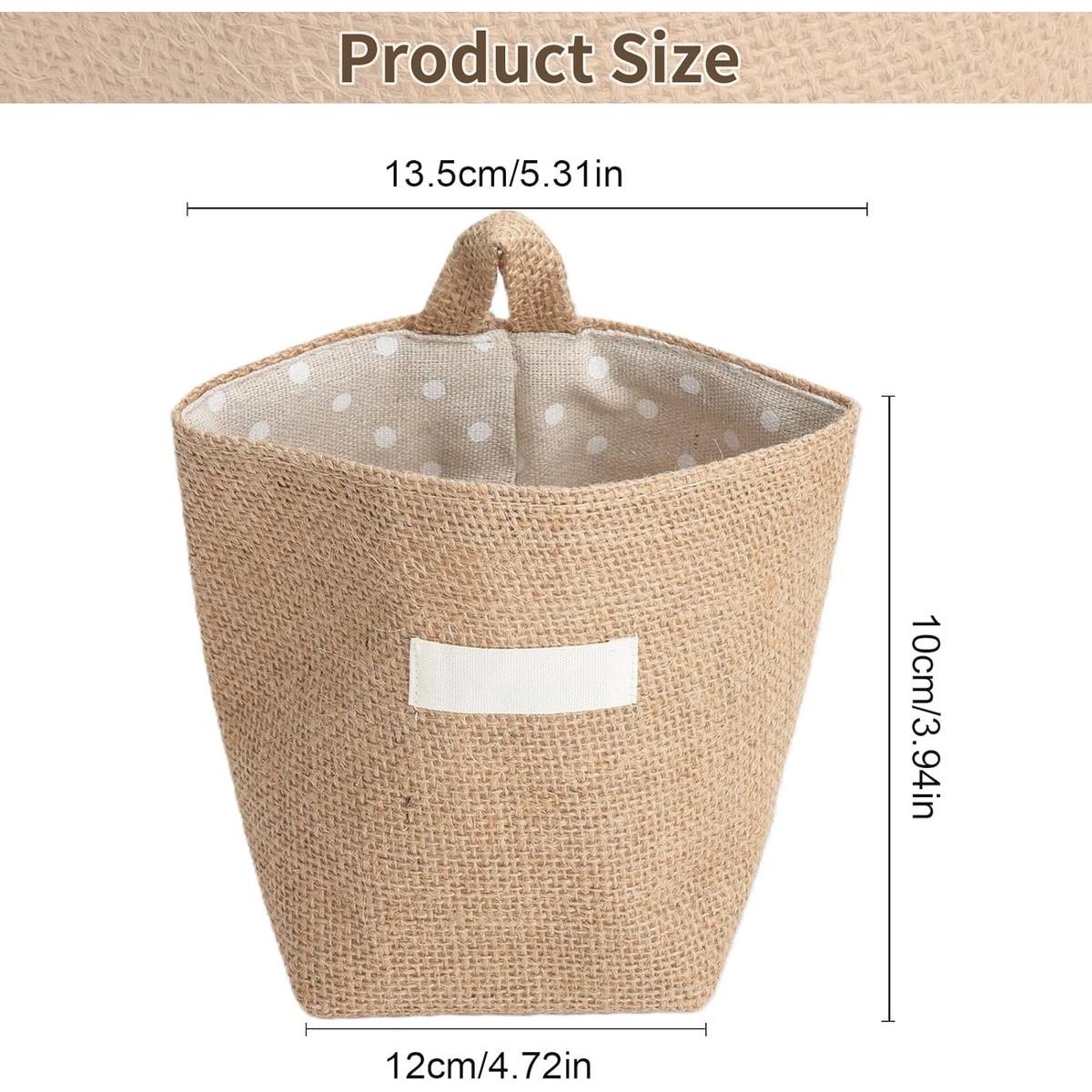Cestas colgantes pequeñas - Juego de 2 - Organizador de pared para baño, cocina y oficina - Yute y algodón sostenibles - Cestas de almacenamiento que ahorran espacio - Diseño nórdico