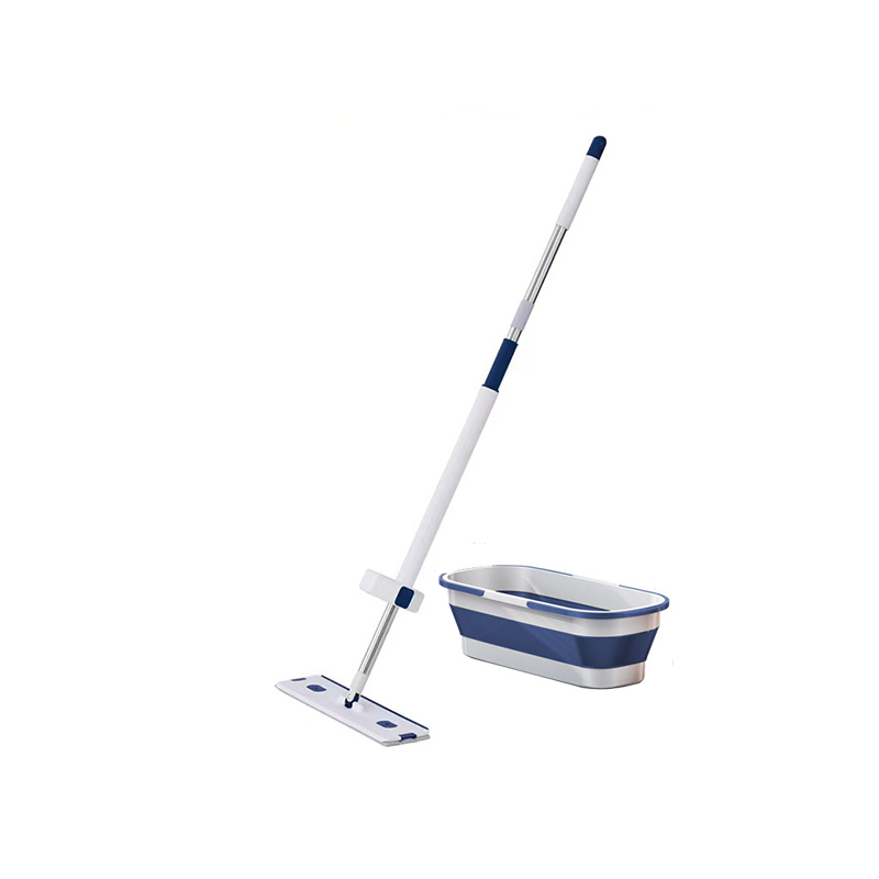 Fregona plana con cubo plegable, almohadilla de repuesto de microfibra, lavado manos libres, giro automático, limpieza del hogar
