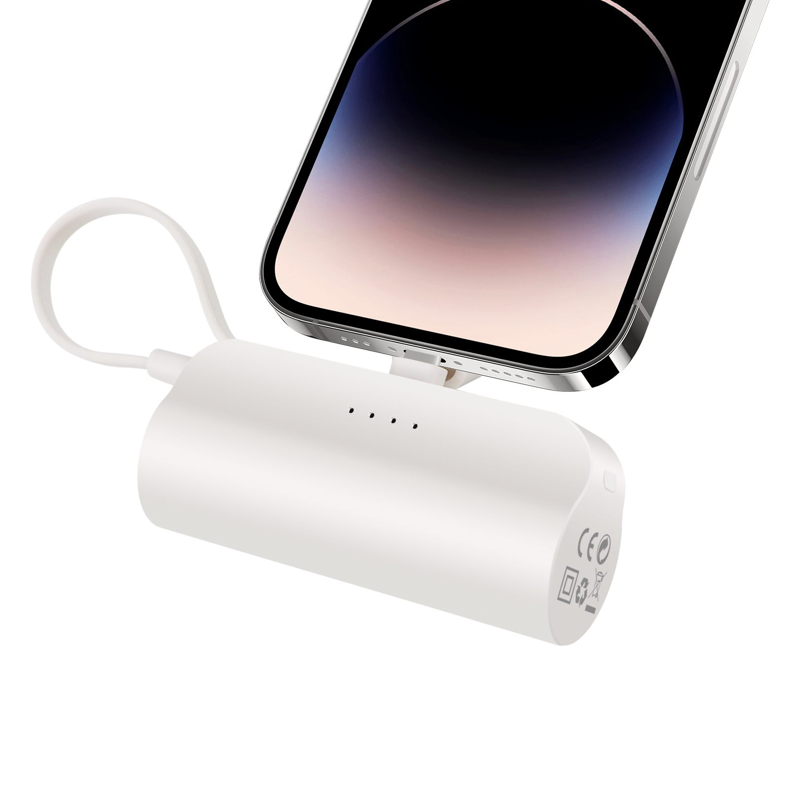 Extrastar -  Mini Power Bank 4500mAh Carga Rápida con Cable USB-C Integrado - Batería Externa Doble Salida USB-C para Móvil