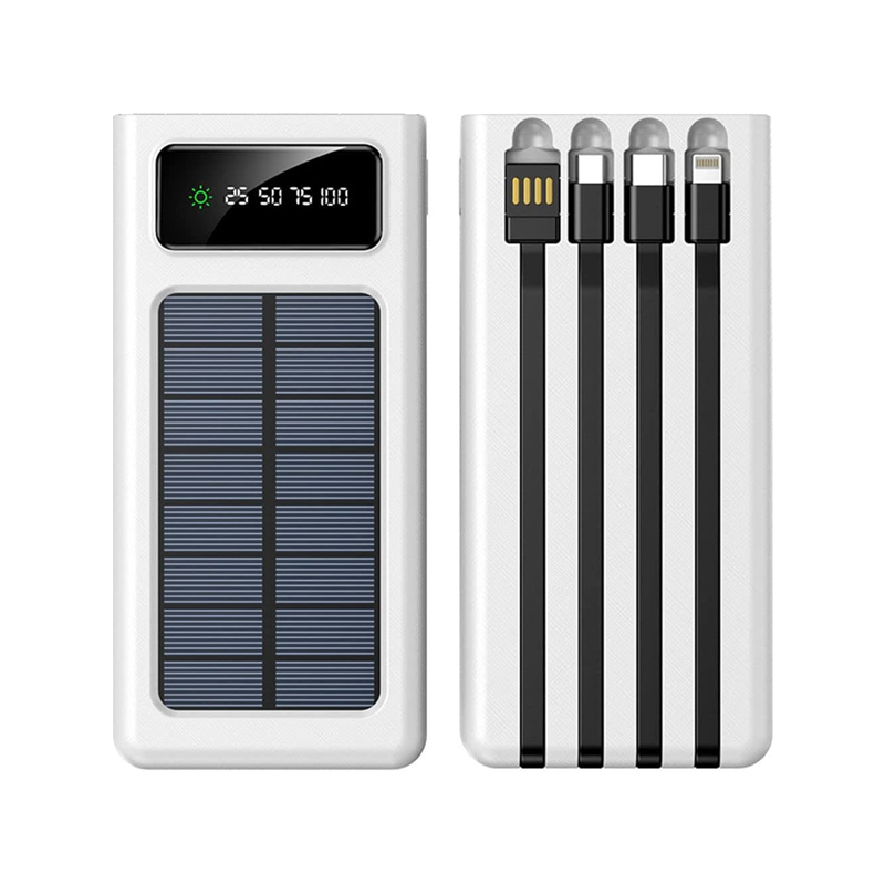Cargador portátil Solar Power Bank 12000Mah/20000Mah  Gran Capacidad Incorporado 5 Salidas y 3 entradas Cable y Linterna Compatible con Todos los teléfonos Inteligentes y Dispositivos USB