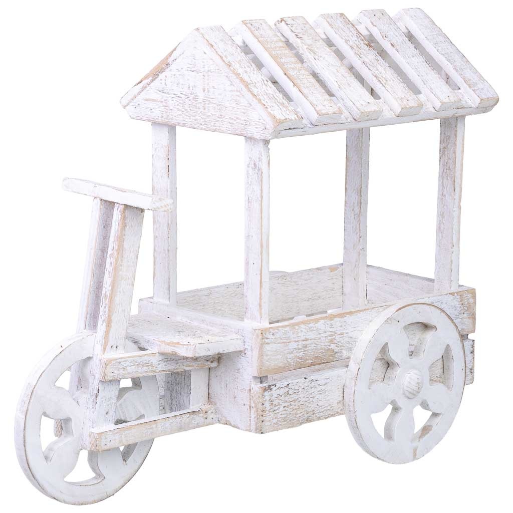 Wonderlust Deco - Soporte macetero de madera 46x18x40h cm Blanco 46x18x40h cm