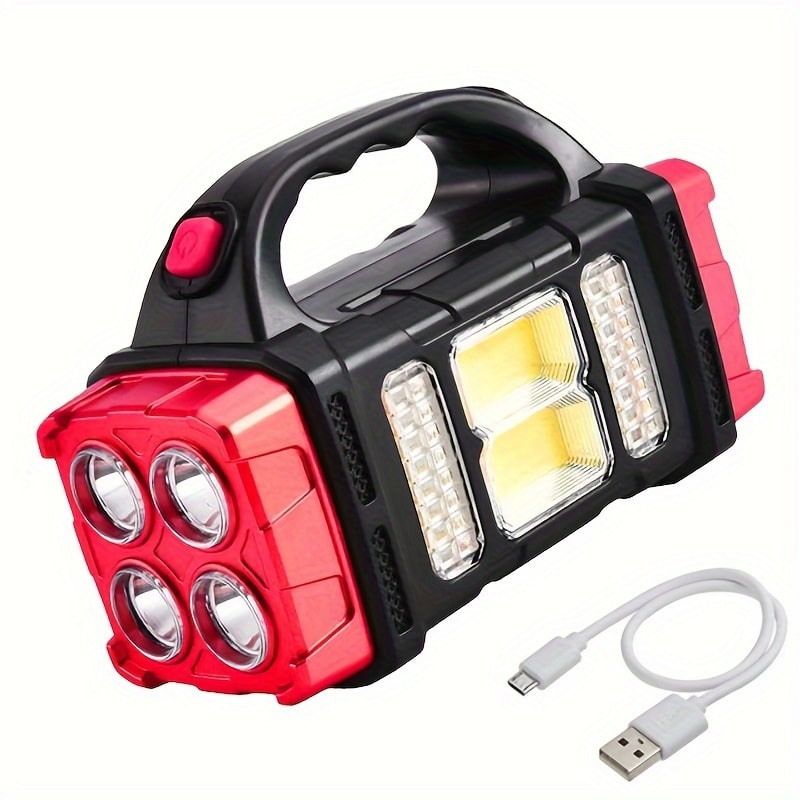 TK Linterna Solar Recargable USB Alta Potencia LED Luz De Trabajo COB Lámpara De Camping Emergencia Carga Móvil Teléfono