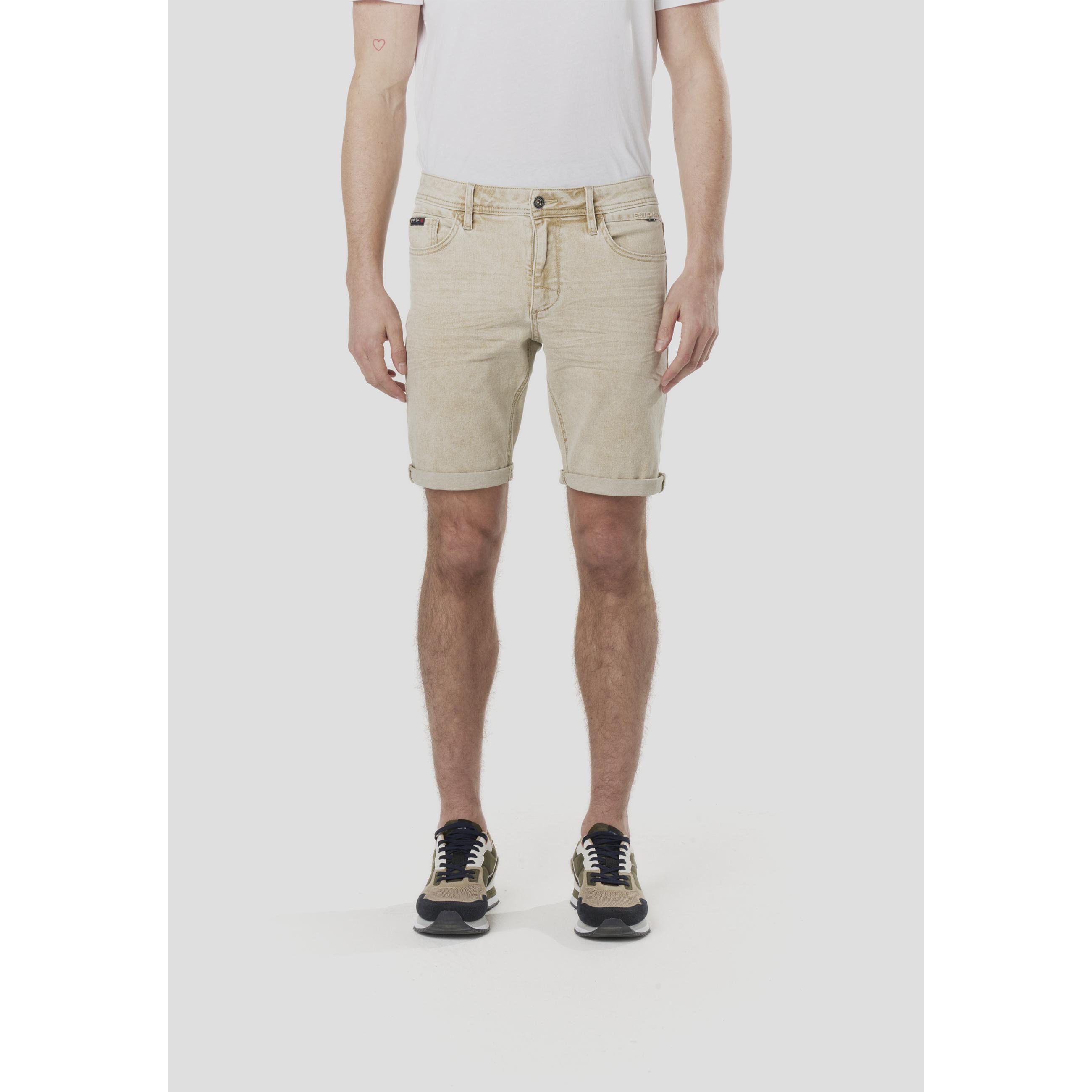 Koroshi - Bermuda jeans hombre con lyocell y algodón, corte regular suave y fluido para verano, cinco bolsillos y bajo con vuelta