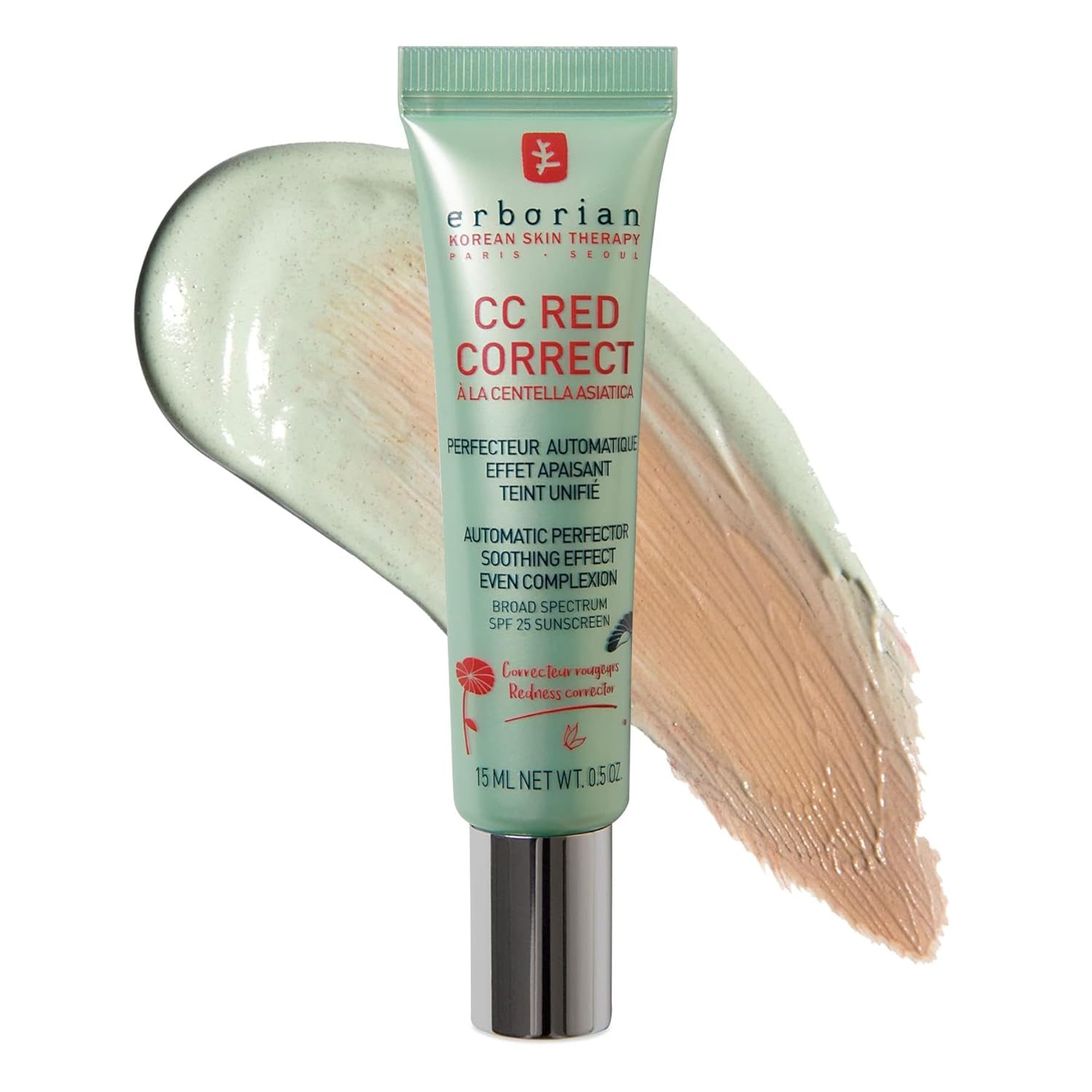 Erborian CC Red Correct 15ml | Crema Correctora Anti-Rojeces, Unifica Tono, Cobertura Natural y Efecto Calmante