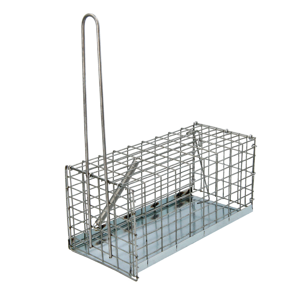 WOLFPACK Trampa para Ratas de Jaula Metálica 21x10x10 cm | Ratonera de Captura en Vivo con Base y Rejilla de Metal | Trampa Ecológica y Reutilizable con Mango de Seguridad para Roedores