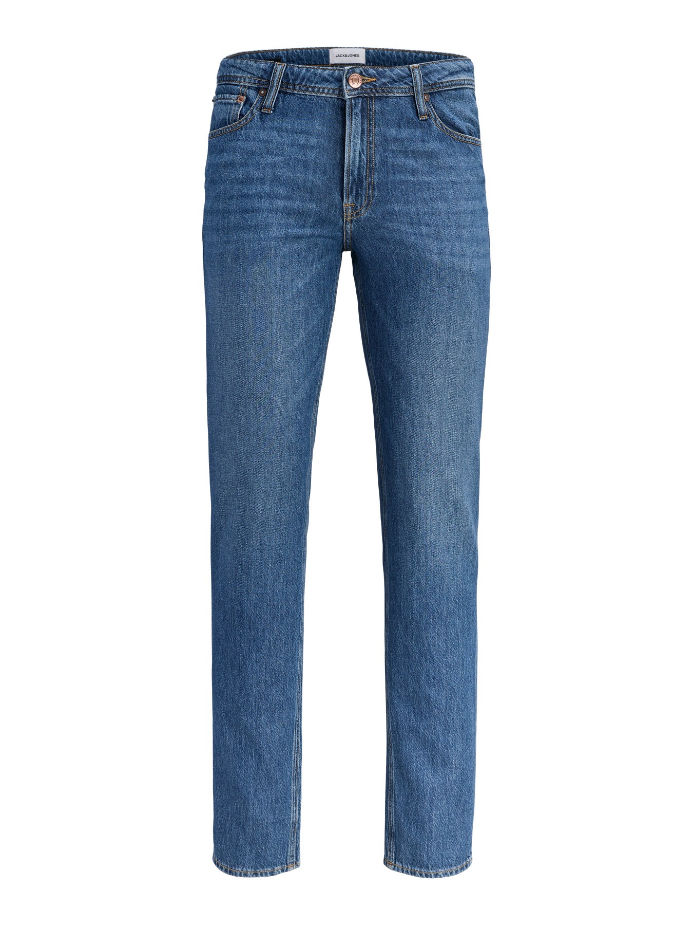 Jack & Jones - Pantalones vaqueros Clark de corte regular en algodón natural, lavado a la piedra con acabado desgastado y desteñido para hombre