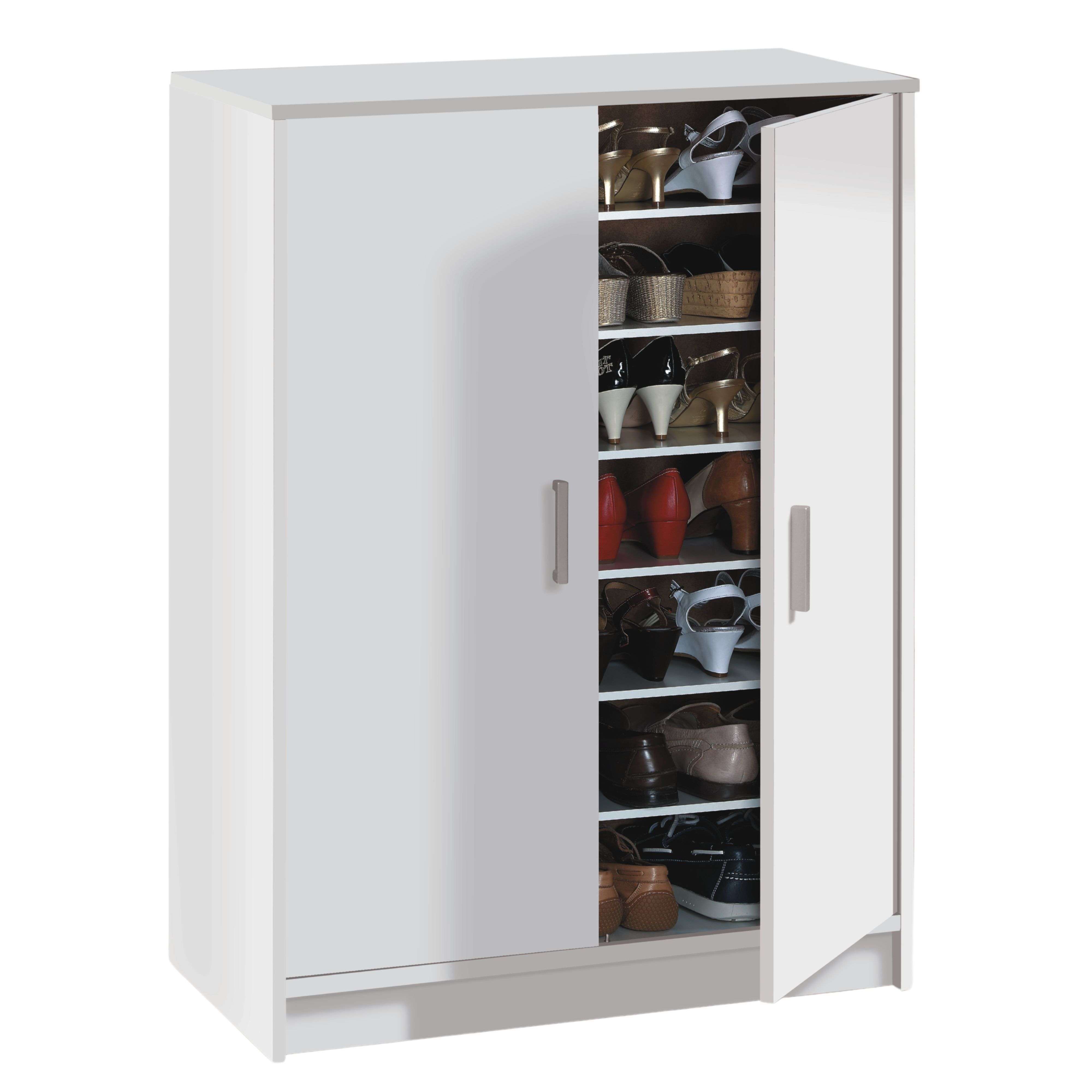 Miroytengo Mueble zapatero en color blanco 2 puertas y 6 estantes 101x75x36 cm