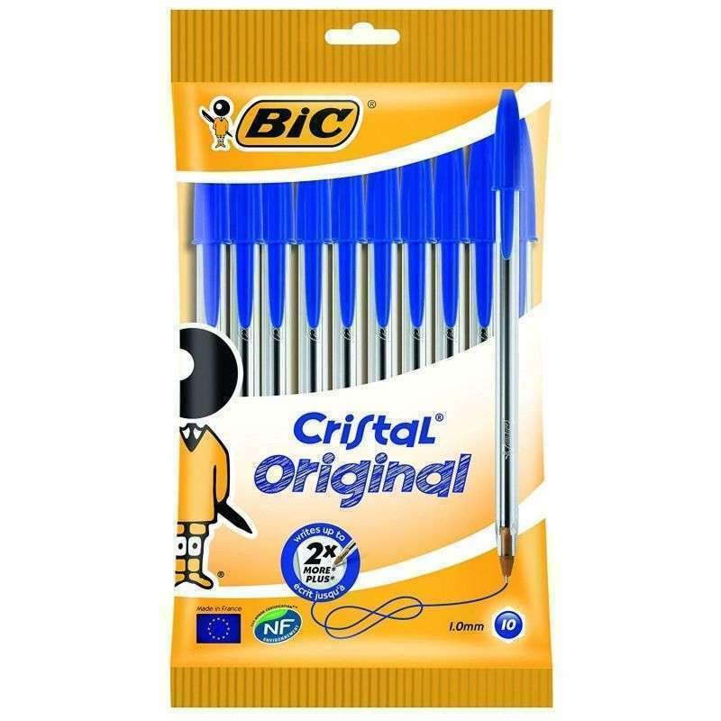 Bic Bolígrafos BIC Cristal 10 Pack 1,0 mm en Bolsa - Azul/Multicolor