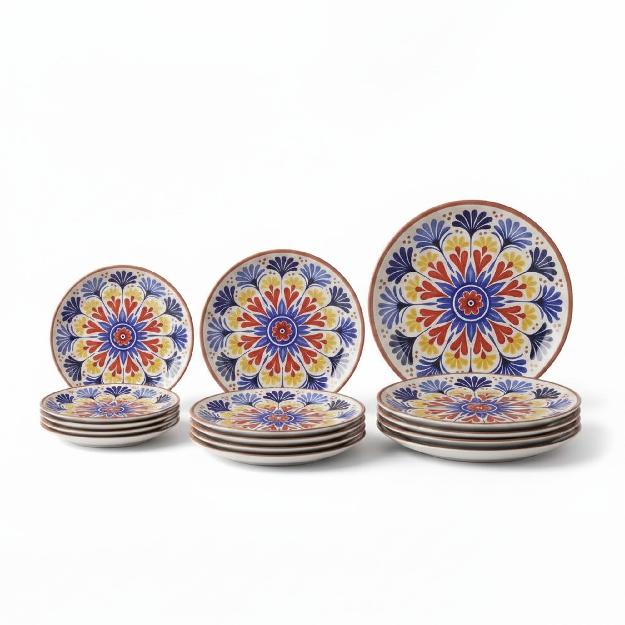 SANTA CLARA | Vajilla Completa 12 Piezas de Cerámica Stoneware para 4 Personas, Forma Coupe Redonda, Diseño Decorado Actual, Apta para Microondas y Lavavajillas, Uso Diario en Hogar y Cocina