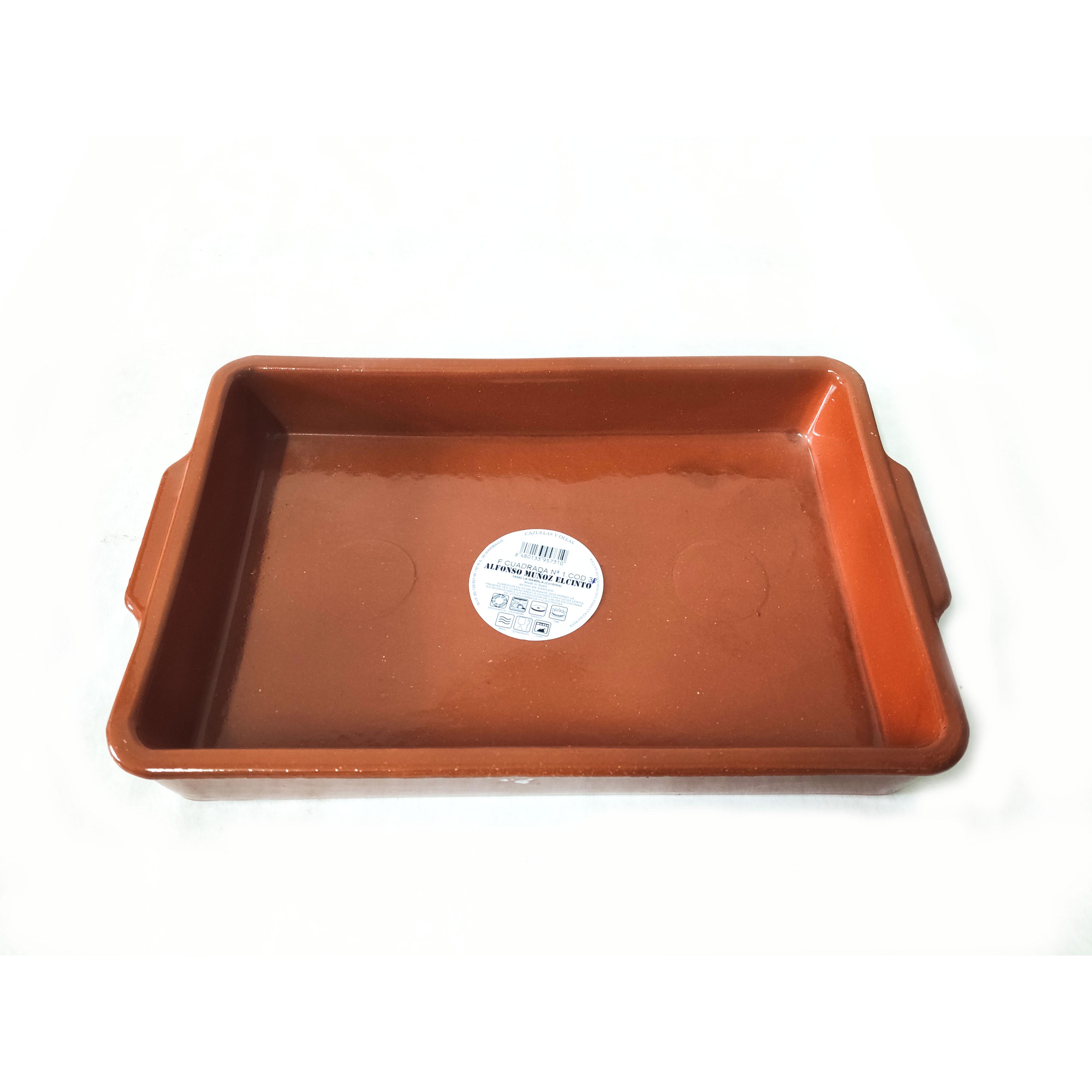 Fuente rectangular Nº1 fabricada de barro refractario tradicional | Fuente para horno | Bandeja horno| Fuente tradicional | Resistente a Altas Temperaturas | Fuente fuego directo, horno y gas | Asados | Rústica | Tradicional