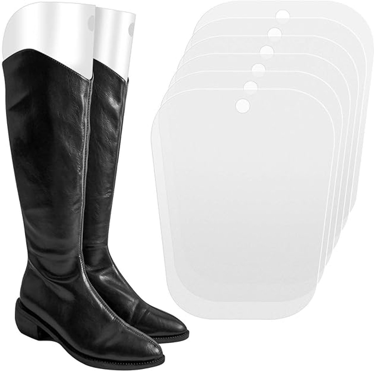 Hormas para botas - 6 piezas - Horma para botas - Relleno para botas - 35 x 28 cm - Botas de mujer - Horma para zapatos - Soporte para botas - Horma - Plástico - Reutilizable - Botas altas - Recortable - Blanco