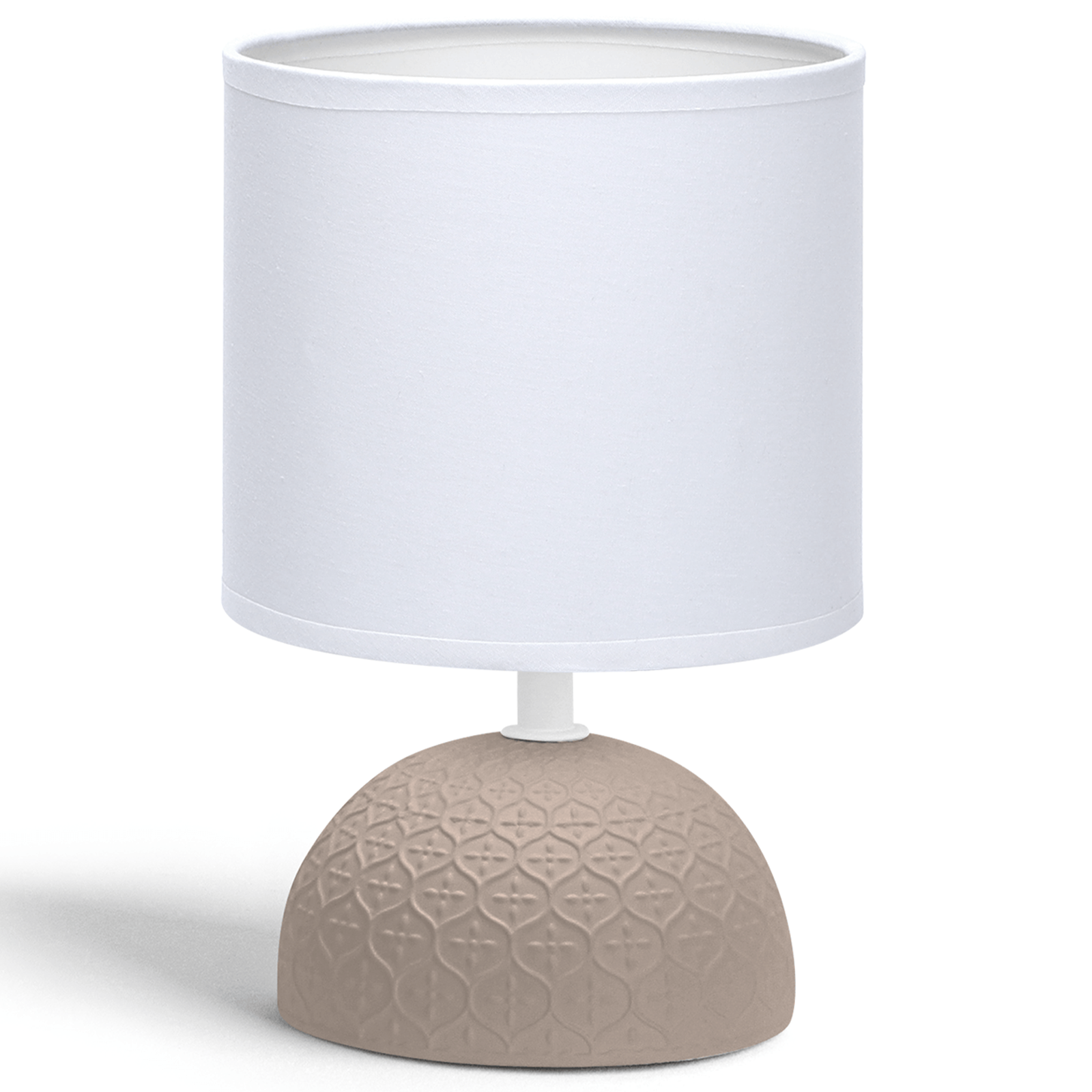 Aigostar Lámpara de cerámica de mesa, semioval azul, cuerpo de diseño sencillo color azul, pantalla de tela color blanco, casquillo E14. Perfecta para el salón, dormitorio o recibidor.