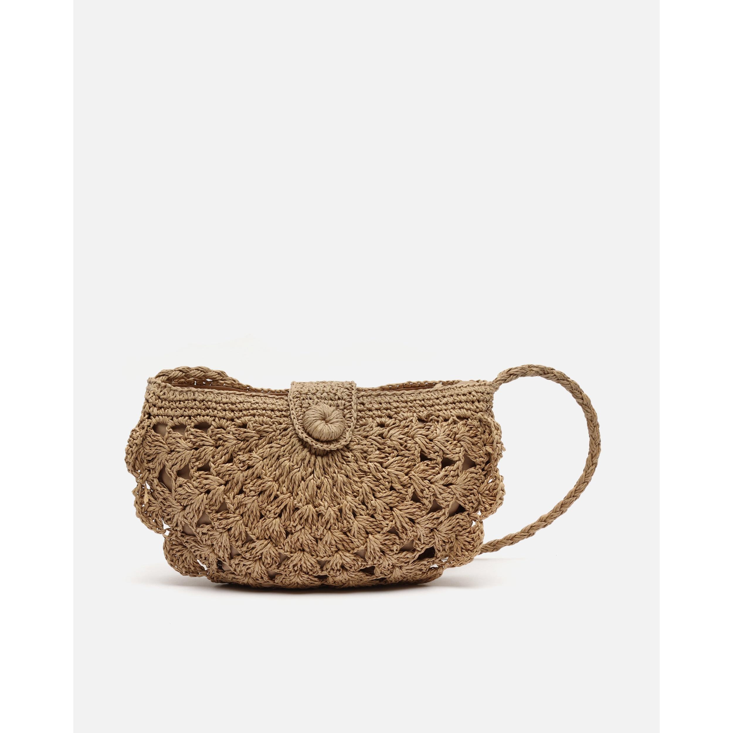 Dondy bolso bandolera media luna efecto rafia Raffia / Playa Misako