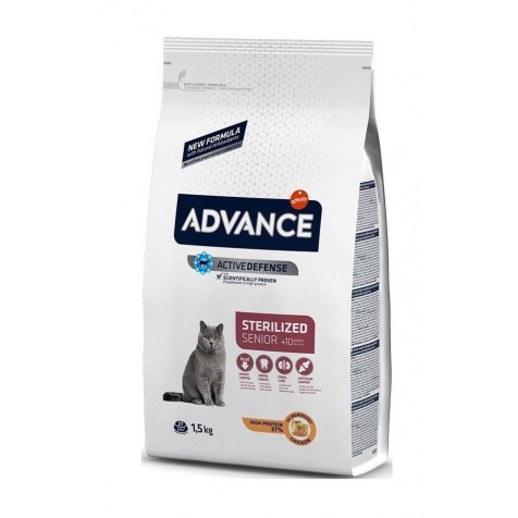 Advance – Pienso para gatos senior esterilizados Advance Sterilized +10 pollo 1,5 kg.