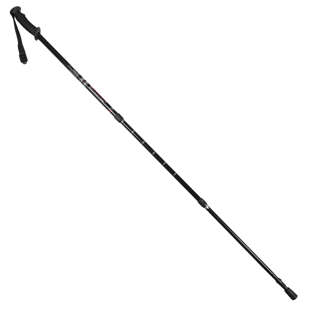 SATURNIA Bastón de Trekking Extensible de Aluminio 0,65 a 1,35 m Negro | Bastón Telescópico Antishock con Muelle Amortiguador para Senderismo, Trail Running y Montaña