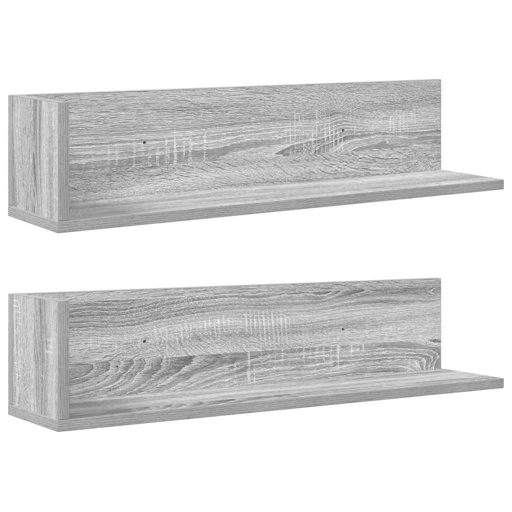 vidaXL Estantes de pared 2 uds madera gris Sonoma 75x16,5x16,5 cm