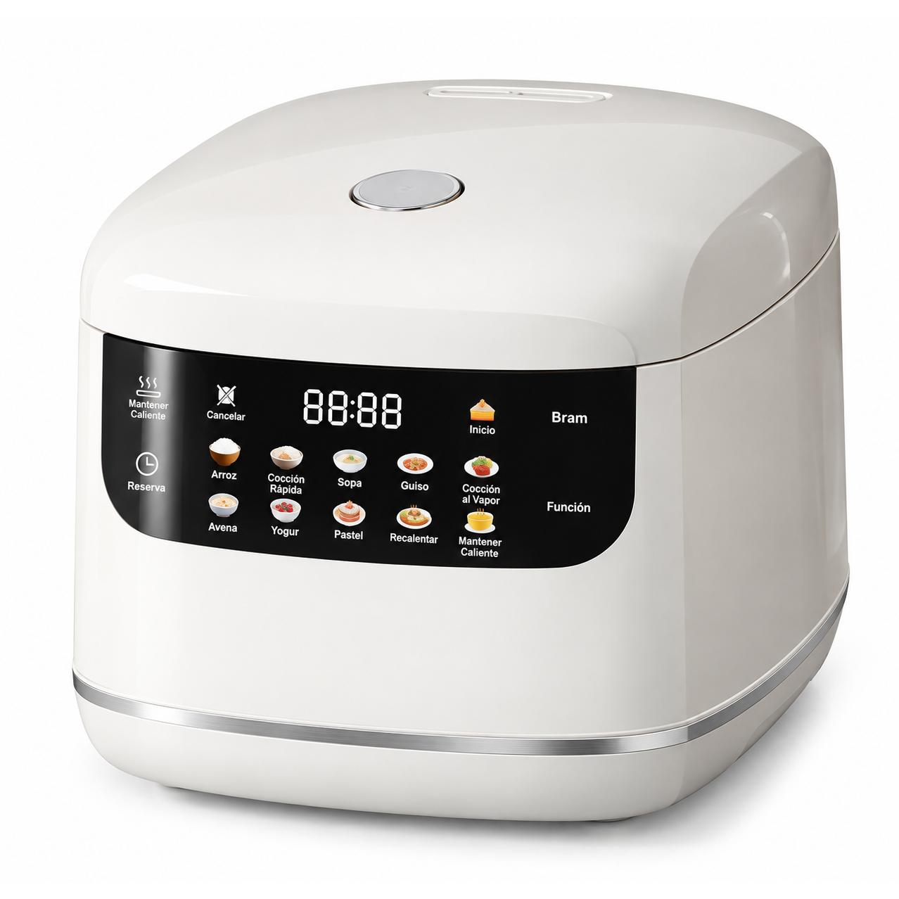 Olla Arrocera Eléctrica 2L 220V, Arrocera Multifunción con Olla Antiadherente, Mini Multicocina Inteligente para Arroz, Vapor y Cocina, Ideal para 1-3 Personas