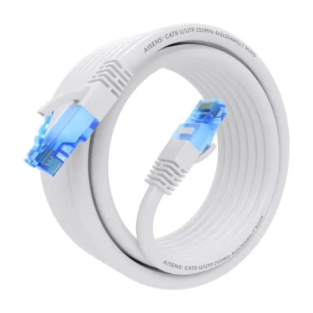 Aisens - Cable de red RJ45 Cat.6 UTP A135-0824 de 5 m, blanco, AWG26, CCA, 1000 Mbps y 250 MHz para conexión estable en oficina y hogar