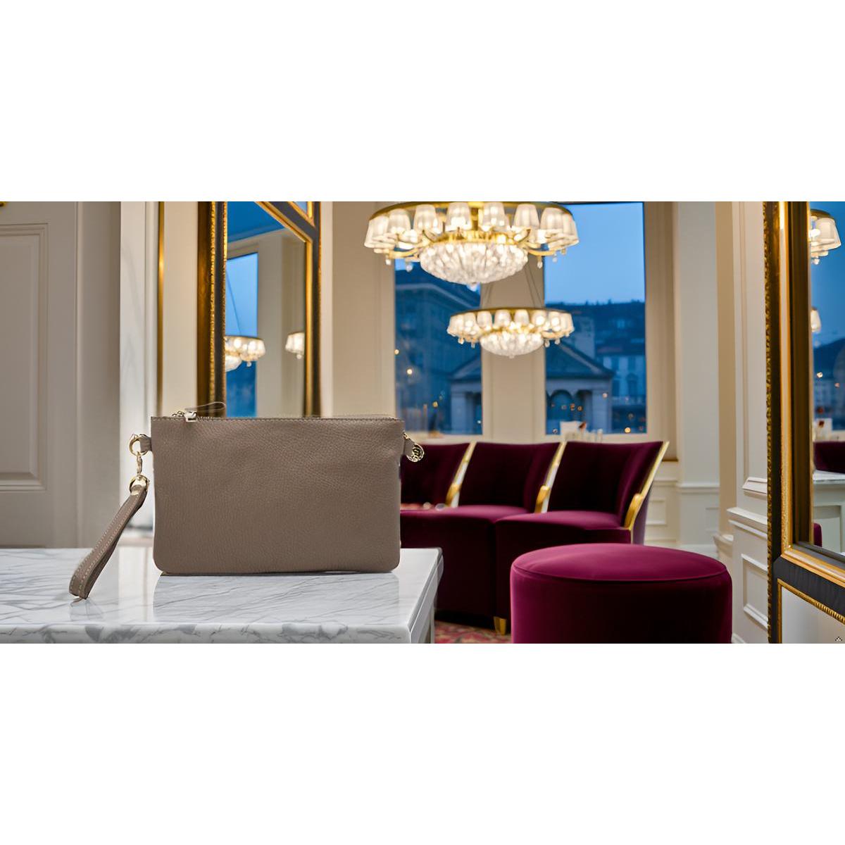 Bolso Clutch Mujer de Piel Auténtica Hecho en Italia Mini Bolso de Mano con Correa y Pulsera - Mya de Mauro Pelletteria