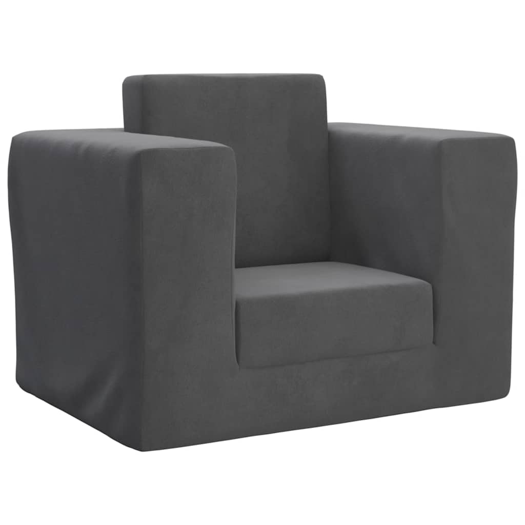 vidaXL Sofá cama infantil felpa suave gris en color Antracita/Gris claro y blanco/Crema