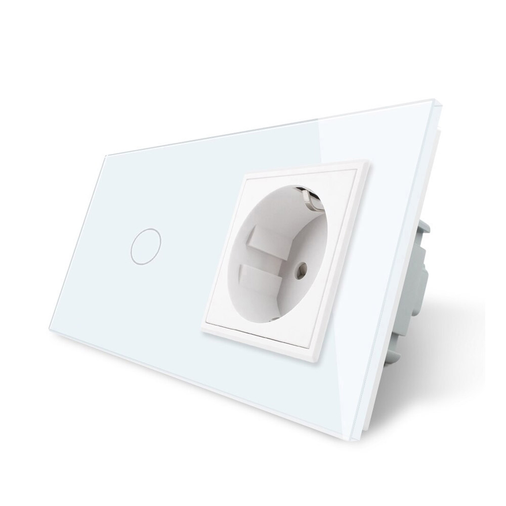 LEDBOX Conmutador táctil, 1 boton + 1 enchufe, frontal blanco LIVOLO. Sistemas de control, Mecanismos LIVOLO