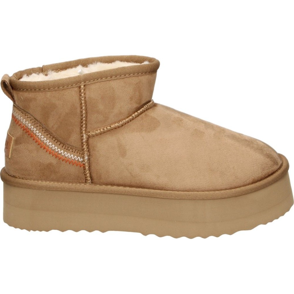 MTNG | Botines Australianos Mustang Nivia para Mujer – Botines con Plataforma en Color Marrón Cuero sin Cierre – Slip On – Botín con Borreguito – Plataforma Media y Cómoda – Modelo 59733