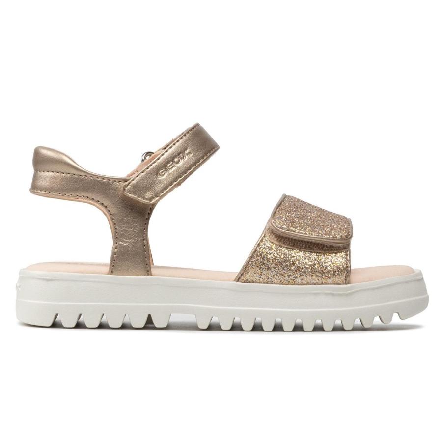 Sandalias Geox respira coralie oro con glitter cierre de velcro