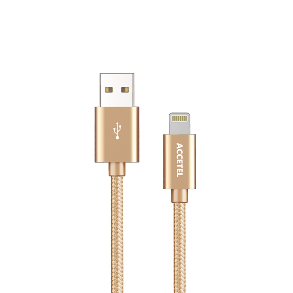 Cable Datos Nailon 2.4A - Lightning Dorado (1M) CU1803