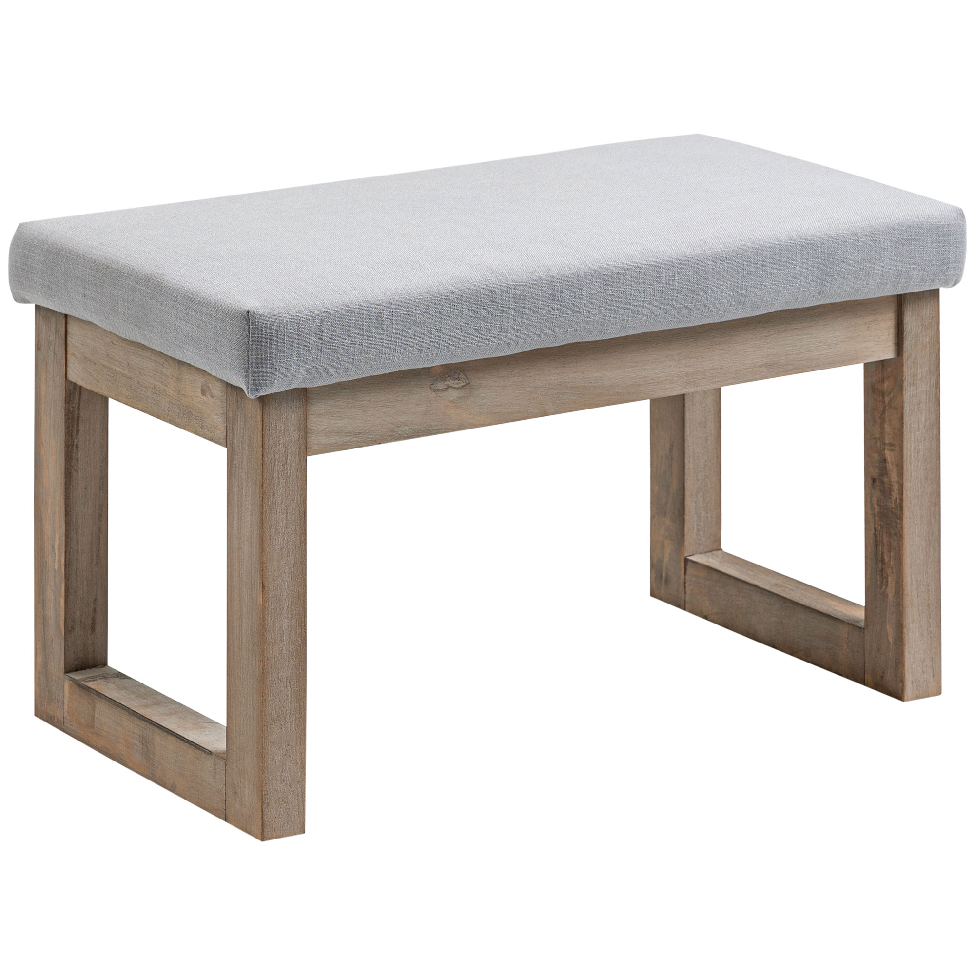 HOMCOM Reposapiés de Salón, Taburete Bajo Tapizado en Lino Sintético, Otomana Rectangular con Estructura de Madera, para Sala de Estar, Entrada, Dormitorio, Gris