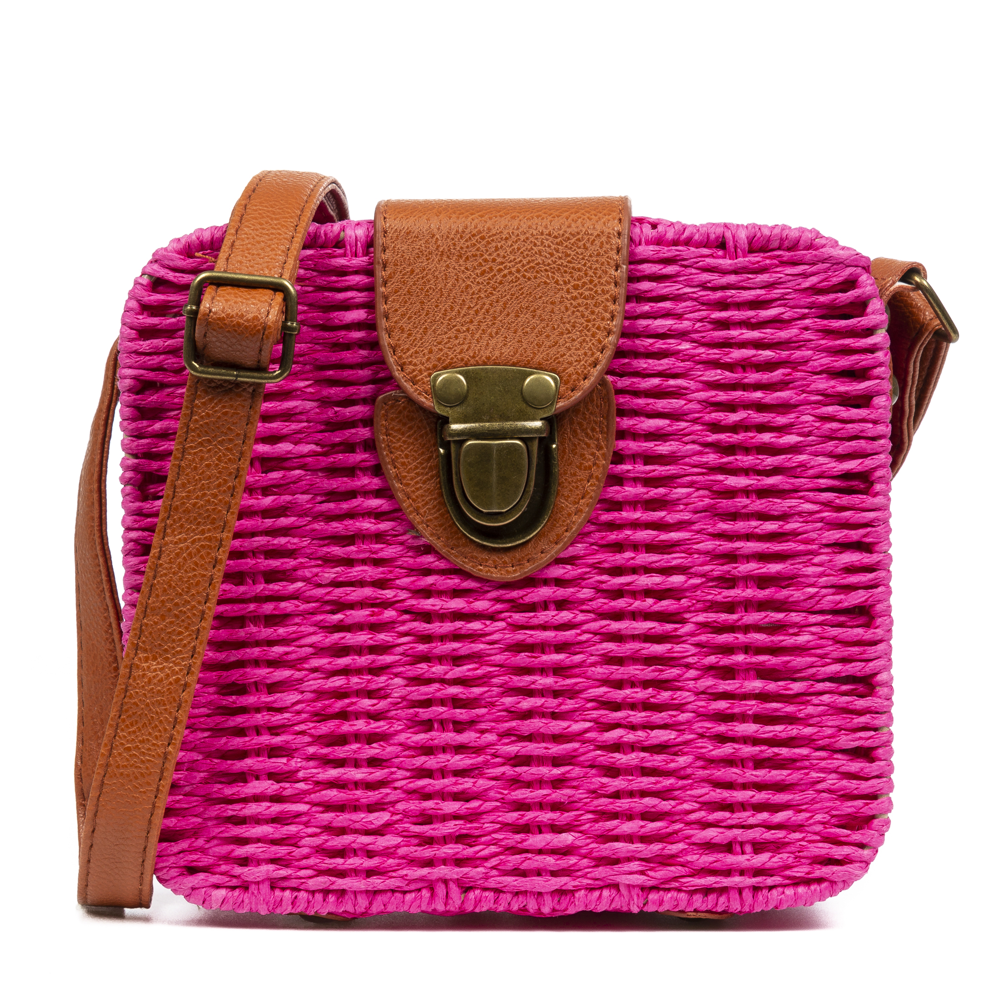 Iria Quintana. Empoli Bolso bandolera Mujer. Tejido Paja Piel Sintética PU .