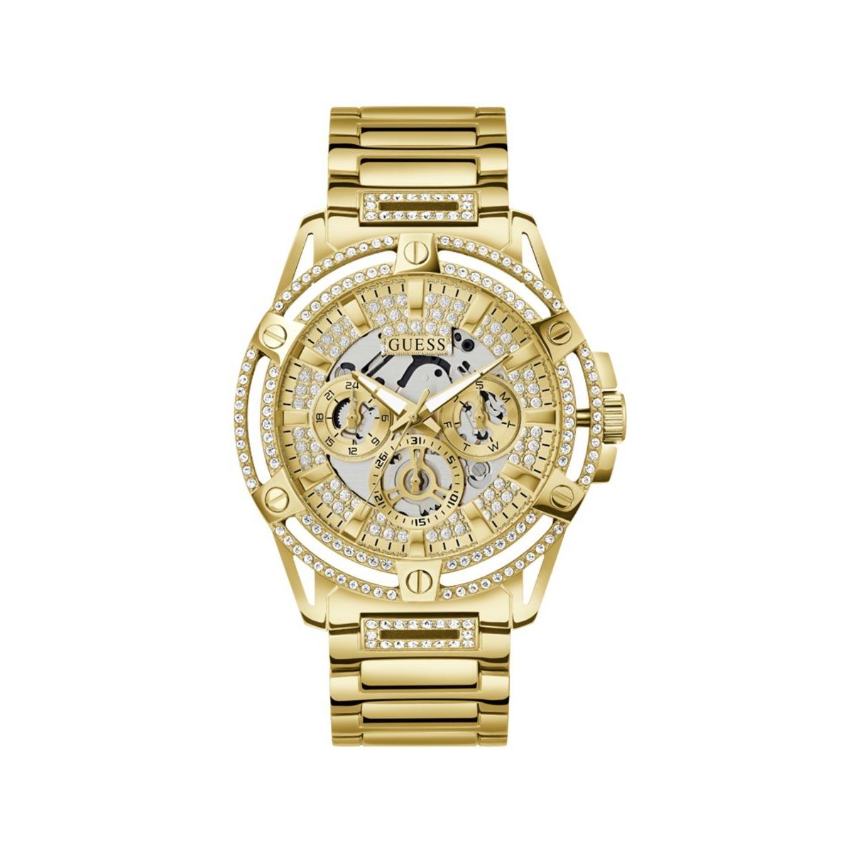 Guess Reloj Hombre Caja De Acero Pulsera Acero De Color Glitter Oro Resistente Al Agua 5 Atm Gw0497g2