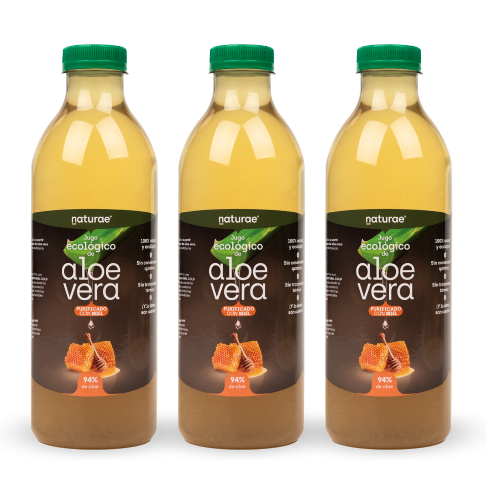 Naturae Jugo de Aloe Vera y miel ecológico  3 unidades de 1000 ml