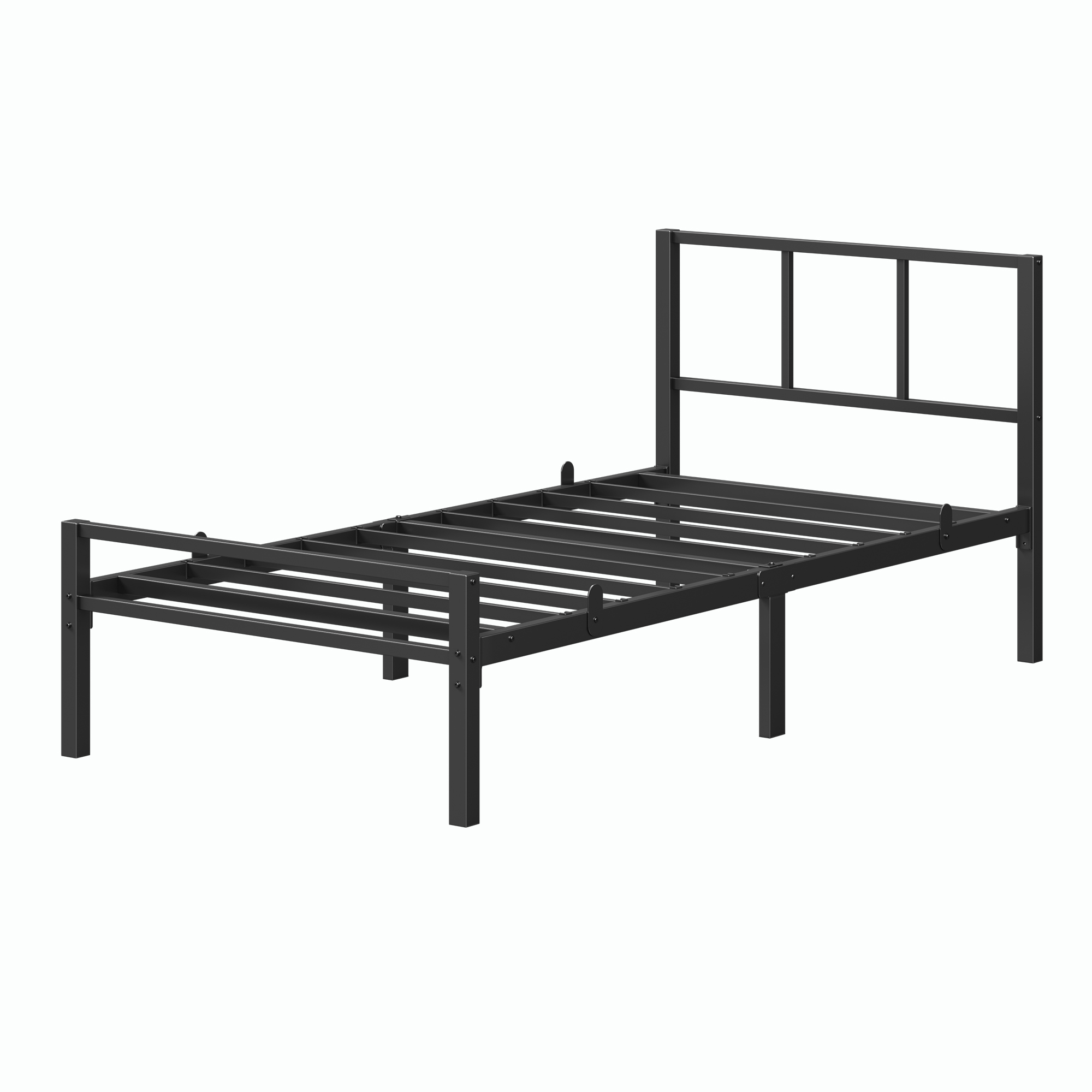 VASAGLE Cama Individual de Metal, 90 x 190 cm, con Cabecero, Montaje Rápido, Dormitorio, Negro/Blanco