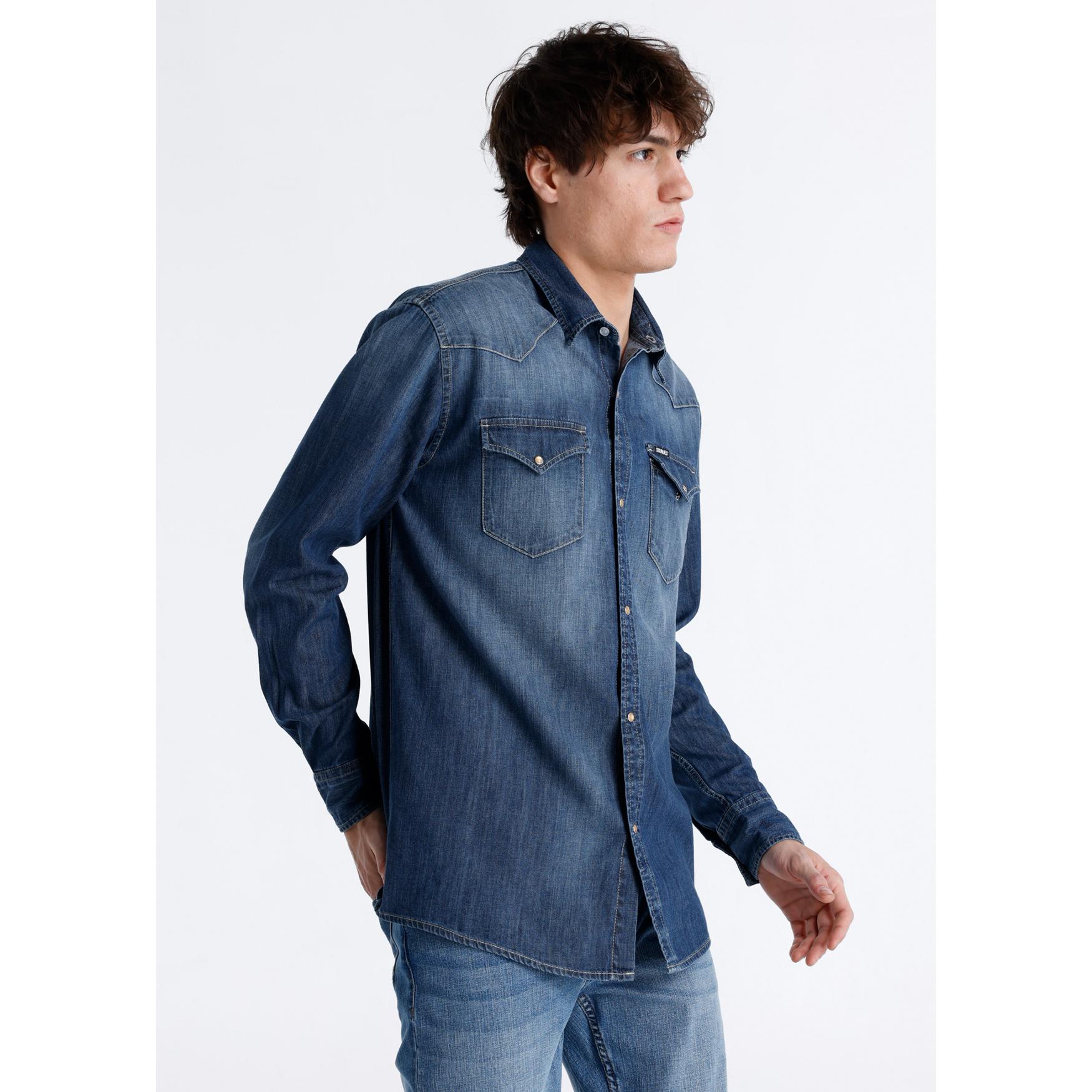 SIX VALVES - Camisa Tejana Medium Blue Wash