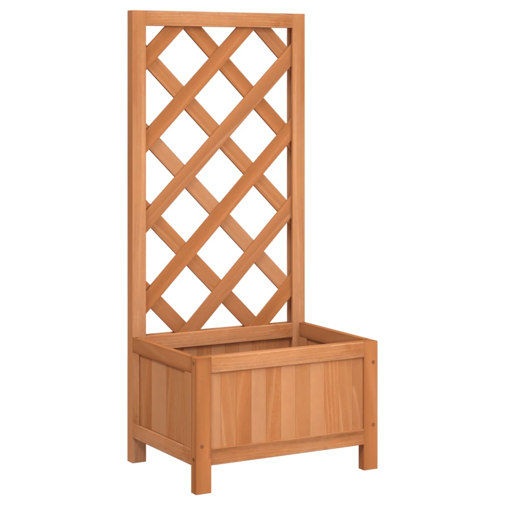 vidaXL Jardinera con enrejado de madera maciza de abeto Color Marrón,  Gris,  Negro y mas