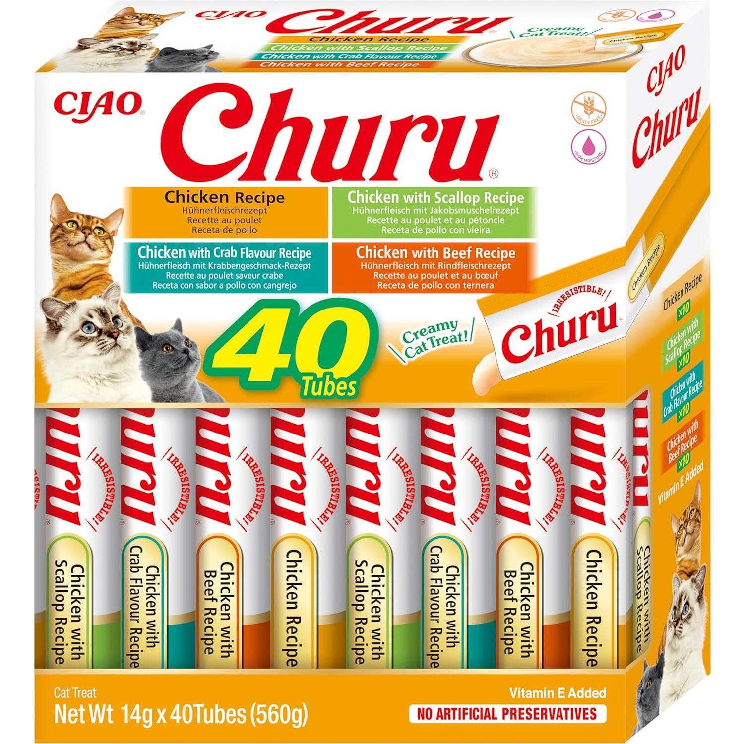 Churu – Snack para gatos adultos Churu variedades pollo 40 x 14 g. 560 g
