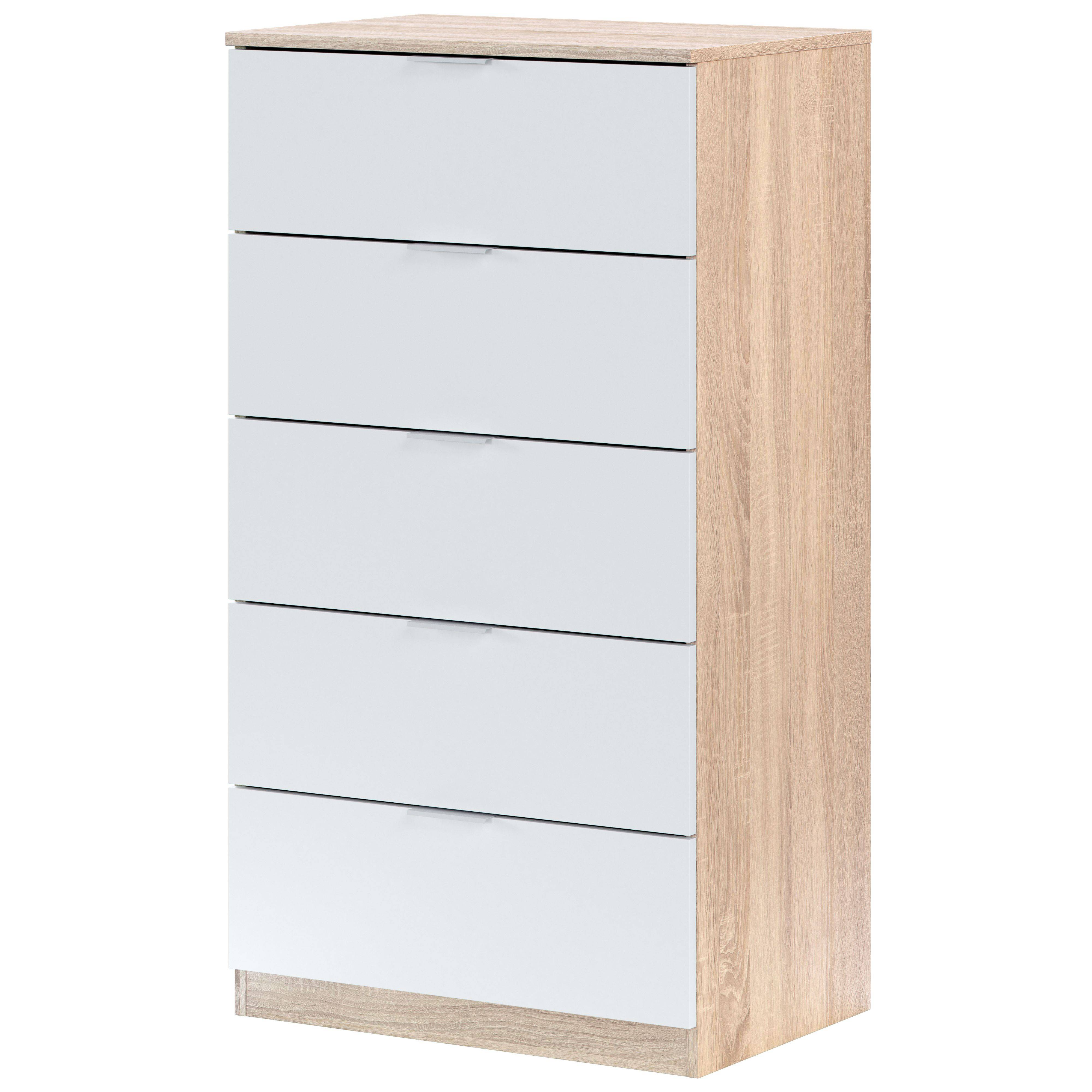 Miroytengo Sinfonier Luca para Habitación Dormitorio con 5 cajones Organización Y Almacenaje Color Blanco Roble 110x60x40 cm
