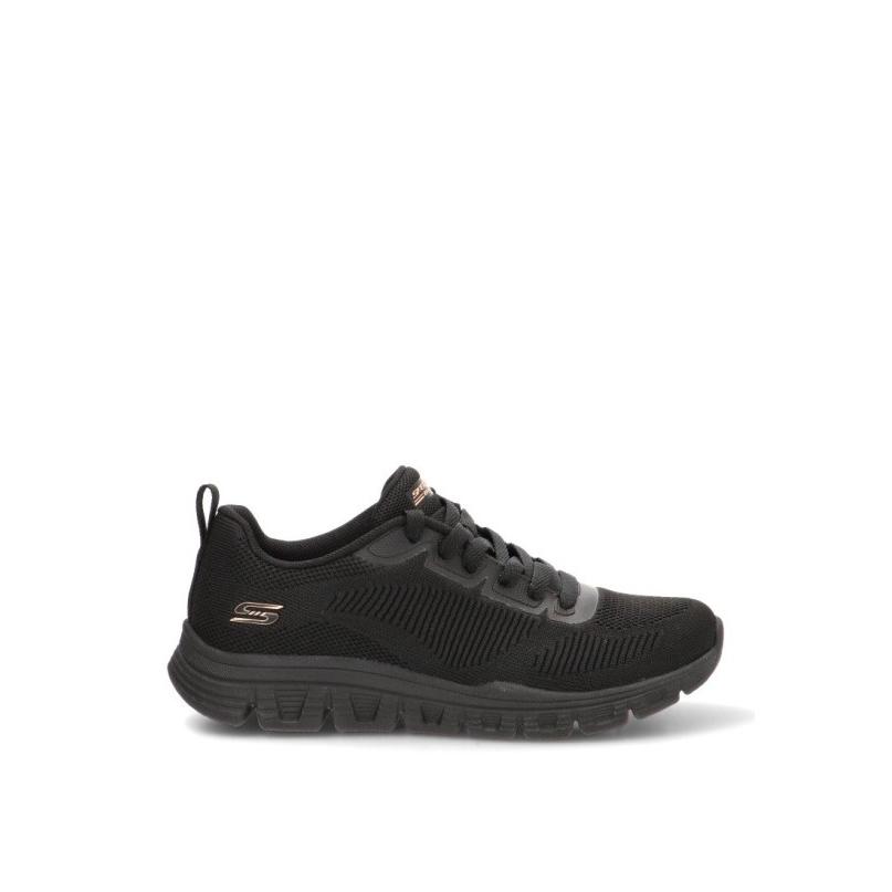 Zapatillas Casual Skechers - Mujer - Suela Plana - Modelo 117700 - Color Negro
