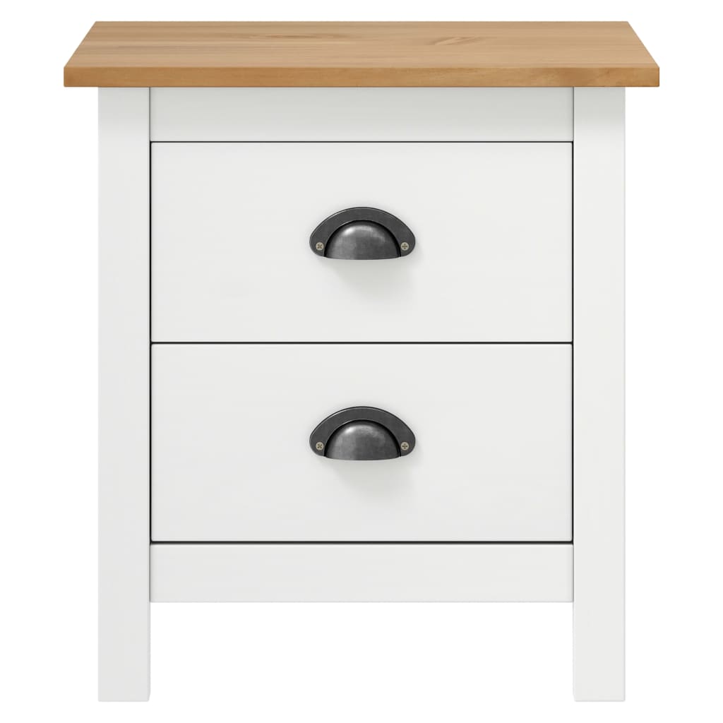 Vidaxl Mesita de Noche Hill Madera Maciza de Pino 46x35x49,5 Cm Blanco