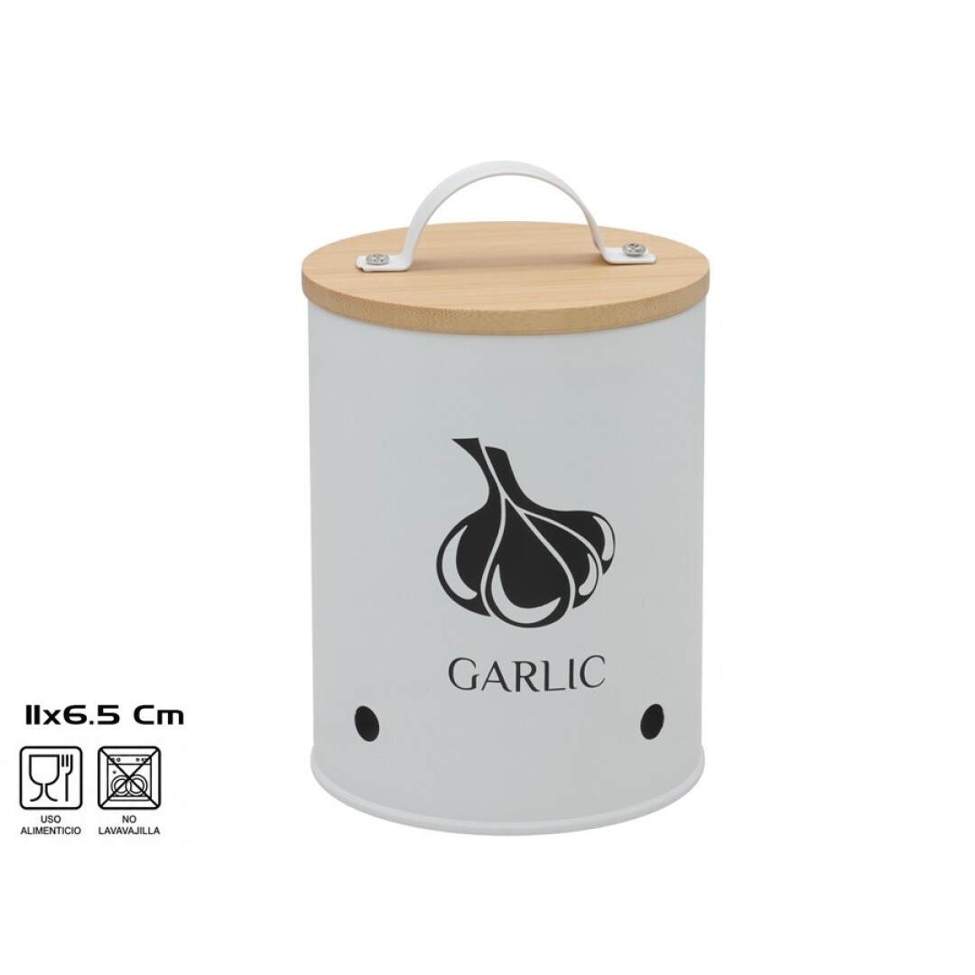 Bote de almacenamiento rectangular 11 × 11 × 16.5 cm para alimentos, especias o ajo, material plástico duradero, cierre seguro y fácil apertura, uso doméstico