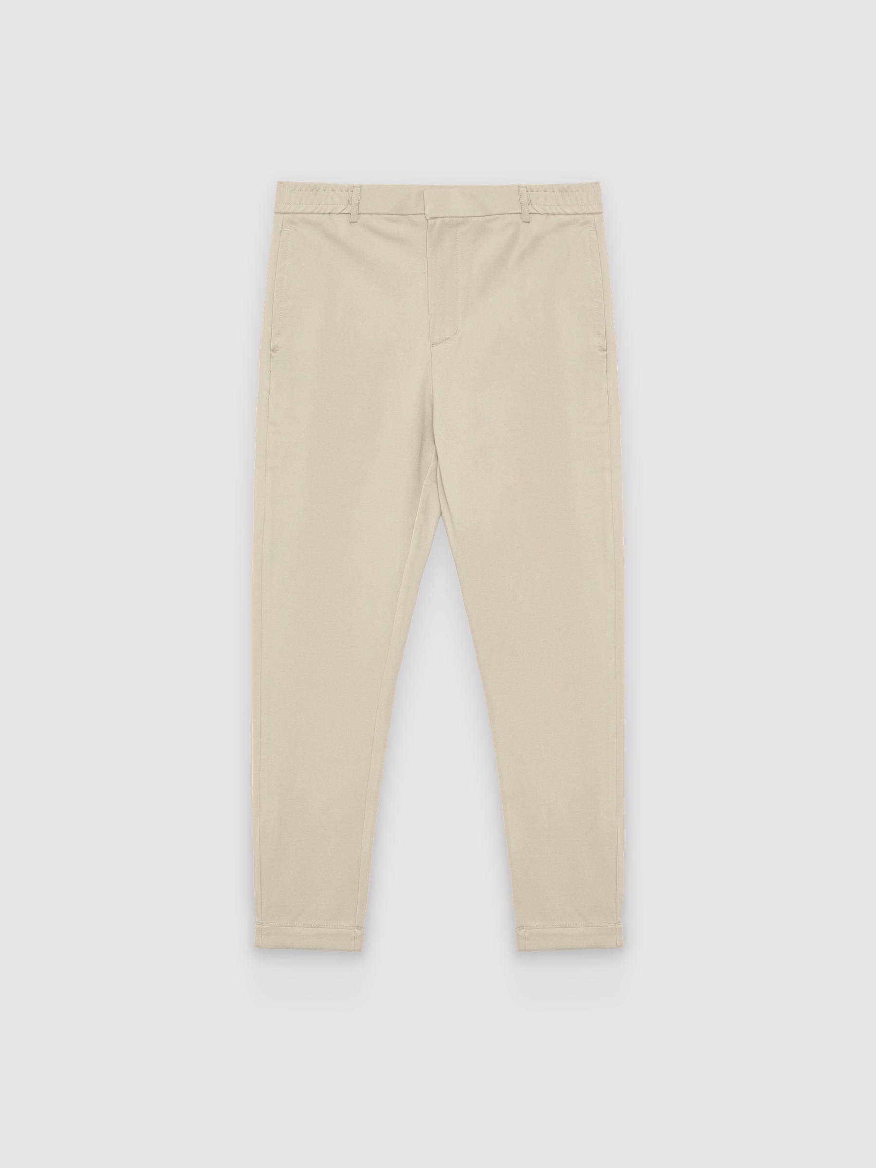 Pantalón chino de tiro alto, slim fit y pinzas, en poliéster con pernera ligeramente ajustada muy cómodo INSIDE