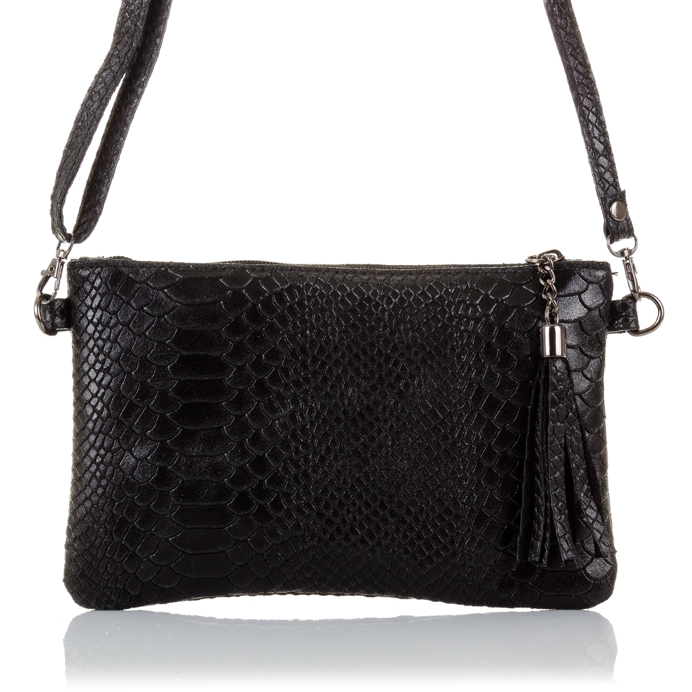 Firenze Artegiani. Deanna Bolso de mano Mujer.Piel auténtica Gamuza Grabado Serpiente . Made in Italy. Vera Pelle Italiana.