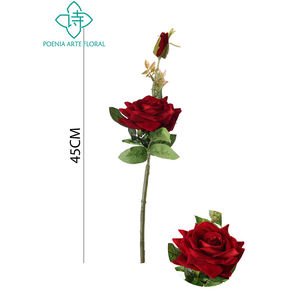 Poenia Arte Floral - Vara de Rosa Artificial 45cm - REF 630888 - Realista